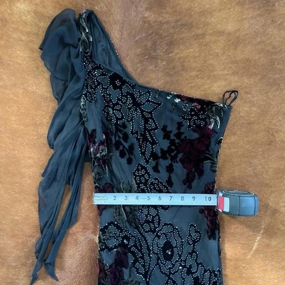 Vintage Sue Wong Nocturne Black Silk One Shoulder Beaded Evening Gown - Picture 5 of 6